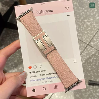 สายนาฬิกา Smartwatch สายหนัง H แบบตัวล็อค พรีเมี่ยม 38/41/42/40/44/45/46มม สําหรับ watch Series 11 10 9 8 ultra 7 6 5 4