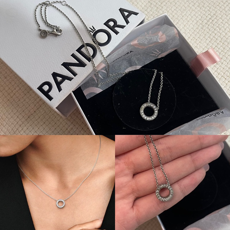 สร้อยคอเงิน Pandora ทรงกลม ของแท้ 100% ซื้อจากช้อป มือสอง