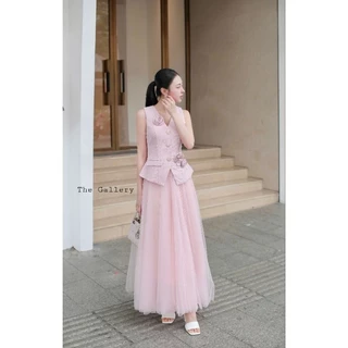 The gallery ●พร้อมส่ง /ชุดเซ็ตเสื้อ+กระโปรงยาวมุ้ง(กระดุมหลอก)ซิปหลัง