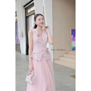 The gallery ●พร้อมส่ง /ชุดเซ็ตเสื้อ+กระโปรงยาวมุ้ง(กระดุมหลอก)ซิปหลัง