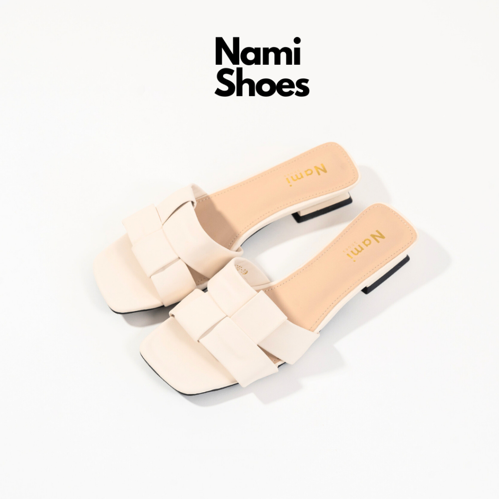 Nami รองเท้าแตะแบบสวม รุ่น Sally Ivory ดีไซน์เป็นตารางไขว้ด้านหน้า ใส่ทรงสวย 008