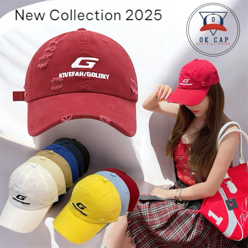 ใหม่2025🔥 สไตล์อเมริกัน Hip-Hop ปัก Ripped เบสบอลหมวกผู้หญิงชายใส่ได้