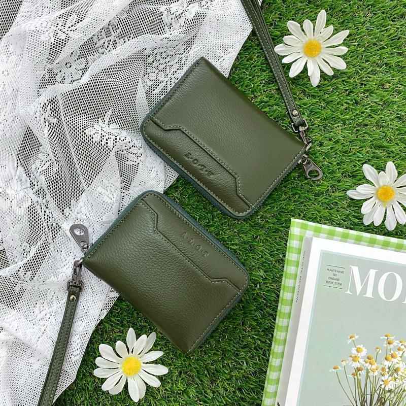 ALOT กระเป๋าสตางค์เสริมดวงใบสั้น รุ่น Mini Chamois Serie สีเขียว / สาววันอาทิตย์