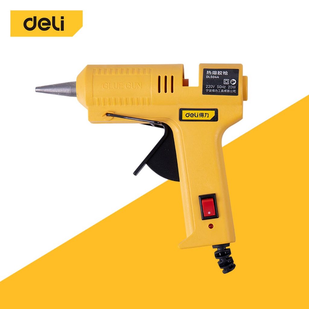 Deli ปืนยิงกาว ปืนกาวร้อน 20/40/60วัตต์ สำหรับกาวแท่ง 7mm มีขาตั้ง ด้ามจับกระชับมือ ร้อนเร็ว GlueGun