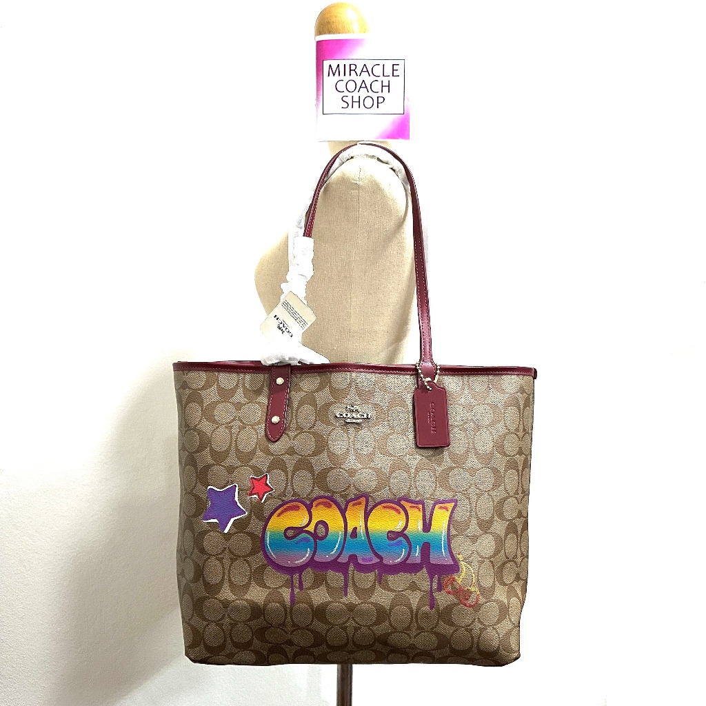 กระเป๋าสะพาย COACH ของแท้ มือ 1 ใช้ได้ 2 ด้าน พร้อมกระเป๋าคล้องมือ COACH 31500 REVERSIBLE WITH POUCH