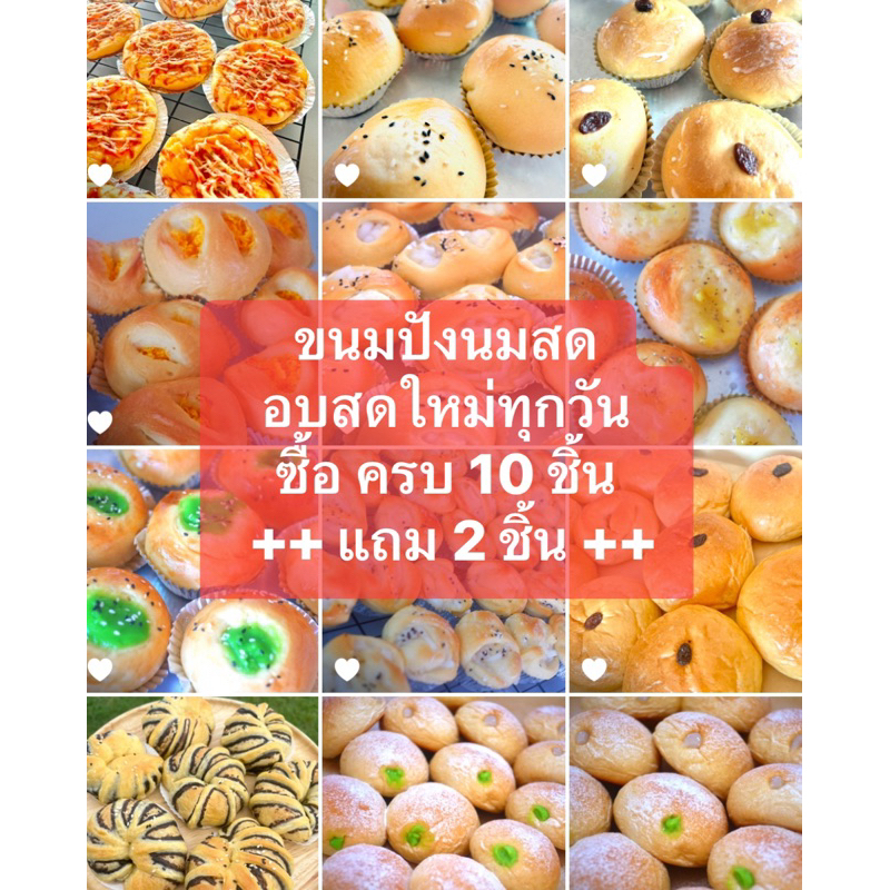 (10 แถม2) ขนมปังนมสด อบสดใหม่จากเตาทุกวัน (เก็บได้ 3-7 วัน)