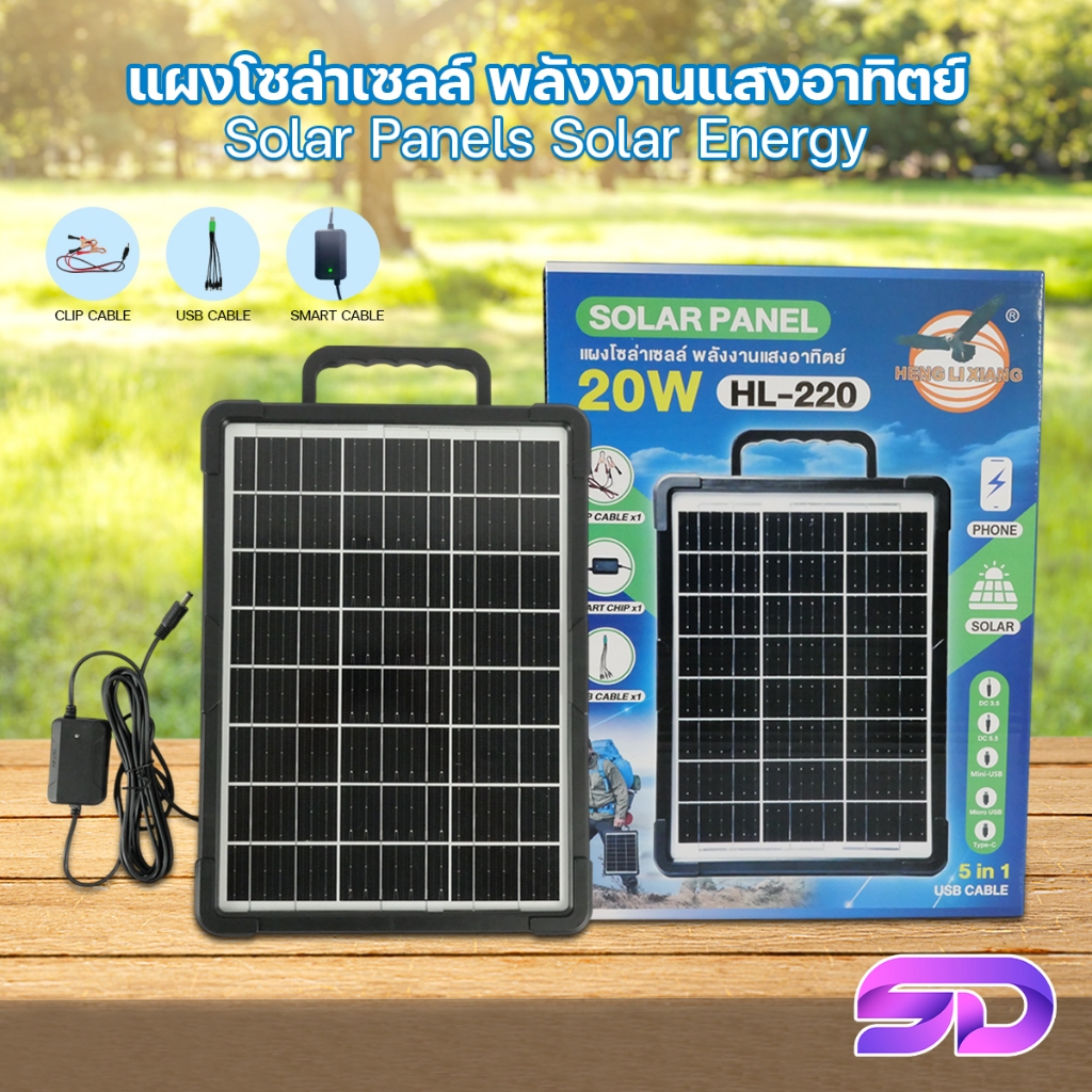 เฉพาะแผงโซล่าเซลล์ HLX solar cell หัวชาร์จ5in1 แผงโซล่าเซลล์ 12V ชาร์จขณะตากแดด HL-210/220/235/255