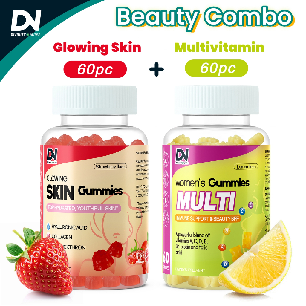 [DN] Glowing Skin Gummies ต่อต้านวัย ผิวกระจ่างใส คอลลาเจนให้ความชุ่มชื้น +MultiVitamin Gummies Vita