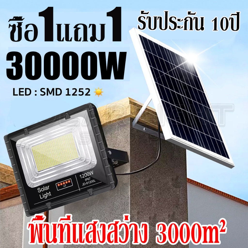 ซื้อ 1 แถม 1 กำลังไฟที่แท้จริง 30000W ไฟโซล่าเซล Solar Light หลอด ไฟพกพา ไฟฉุกเฉิน ​ไฟหลอดตุ้มหลอดไฟให้แสงสว่าง