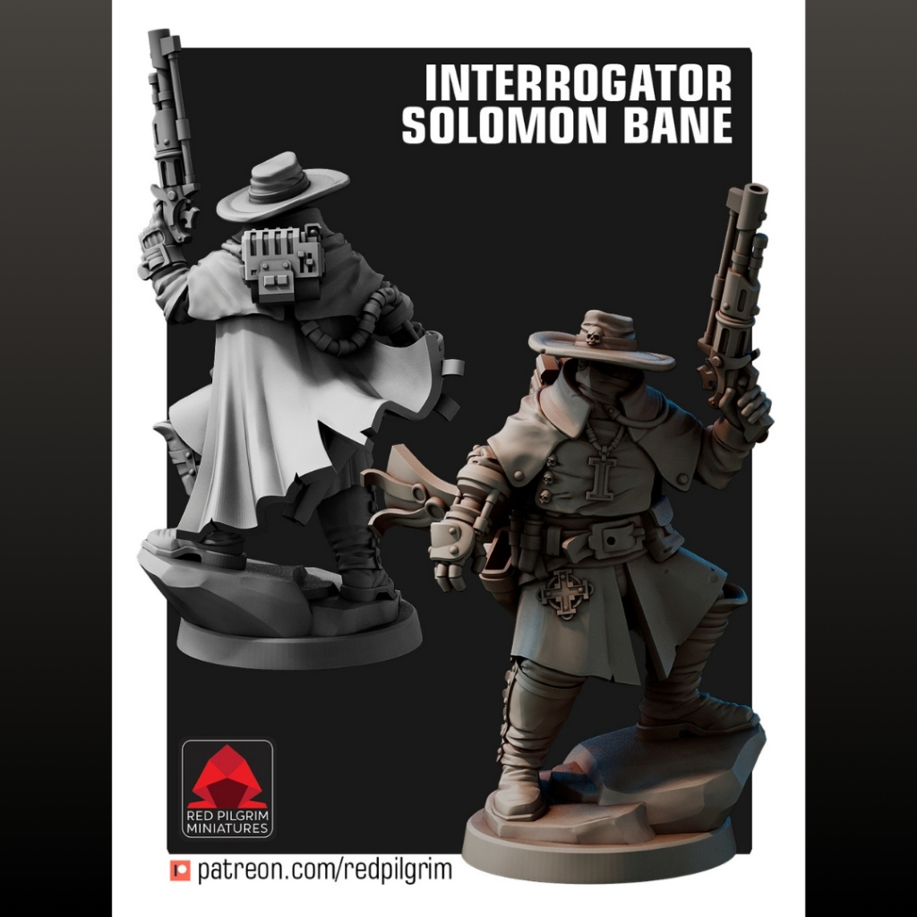 Interrogator Solomon Bane - Interrogators - Humanoid Human / 28mm scale 3D printed miniature RPG