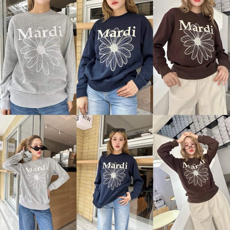 เสื้อแขนยาวสเวตเตอร์ ดีเทลสกรีนลายดอกไม้แบรนด์ดัง ใส่ออกมาแล้วน่ารักมากก ทรงสวย เนื้อผ้ากำลังดี ไม่หนา ไม่บางไป
