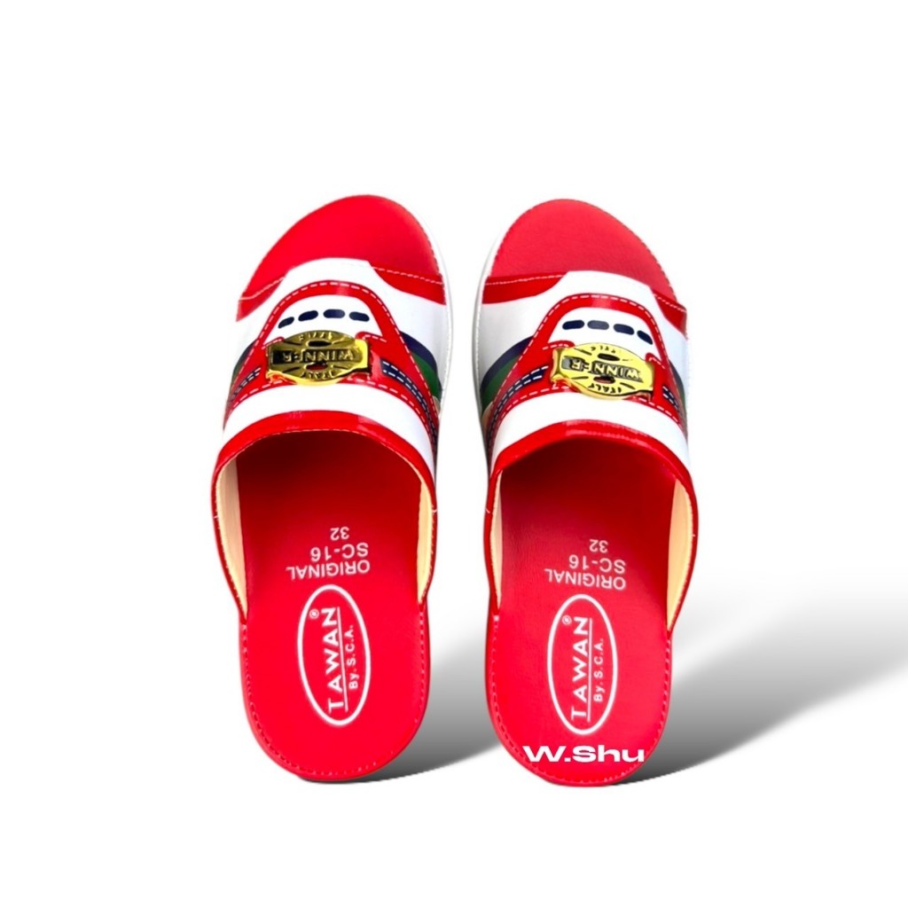 รุ่นSC-16 รองเท้าแตะเทวินทรงสวมสำหรับเด็กผู้ชายวัย 3-10 ปี สีแดง ไซส์ 25-36 รองเท้าสวมแฟชั่นเด็ก ใส่เที่ยว ใส่ลำลอง