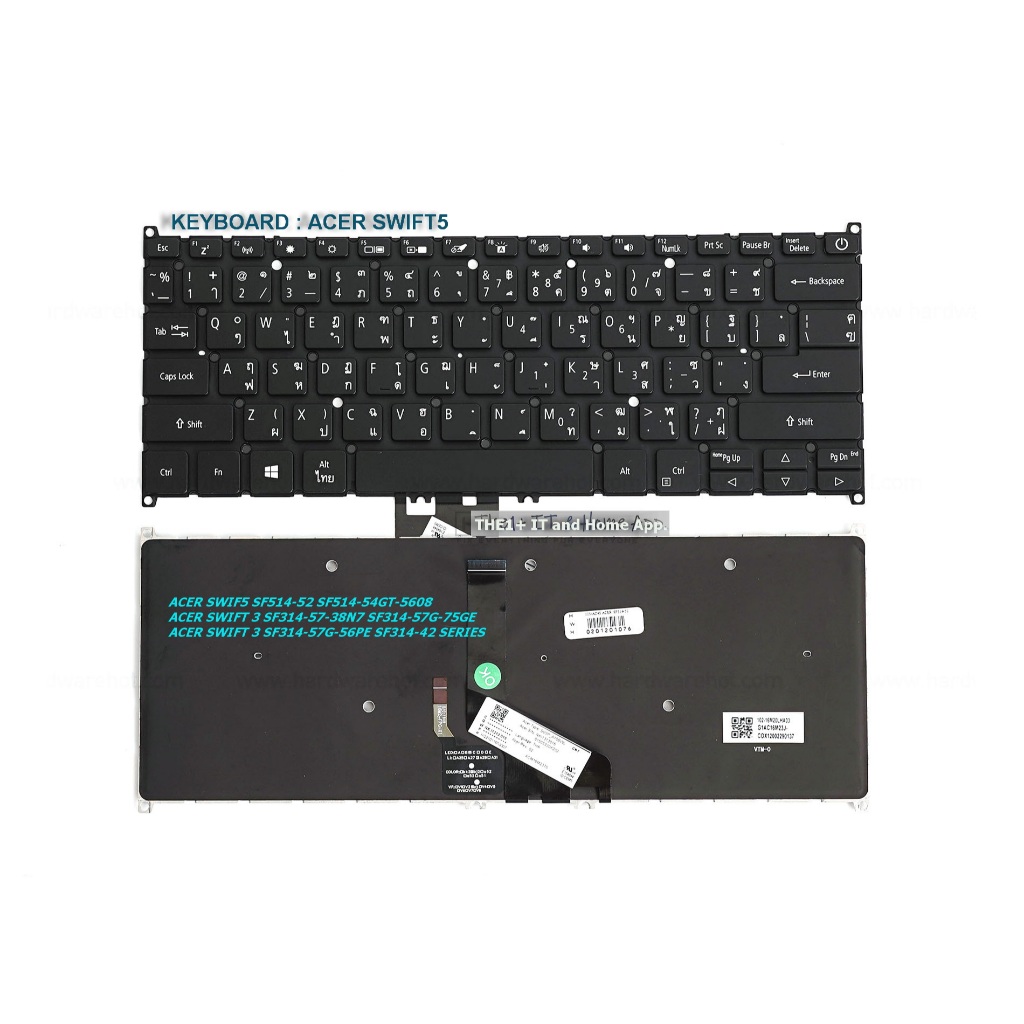 คีย์บอร์ดโน๊ตบุ๊ค KEYBOARD ACER SWIF5 SF514-52 SWIFT 3 SF314-57-38N7 TH-EN