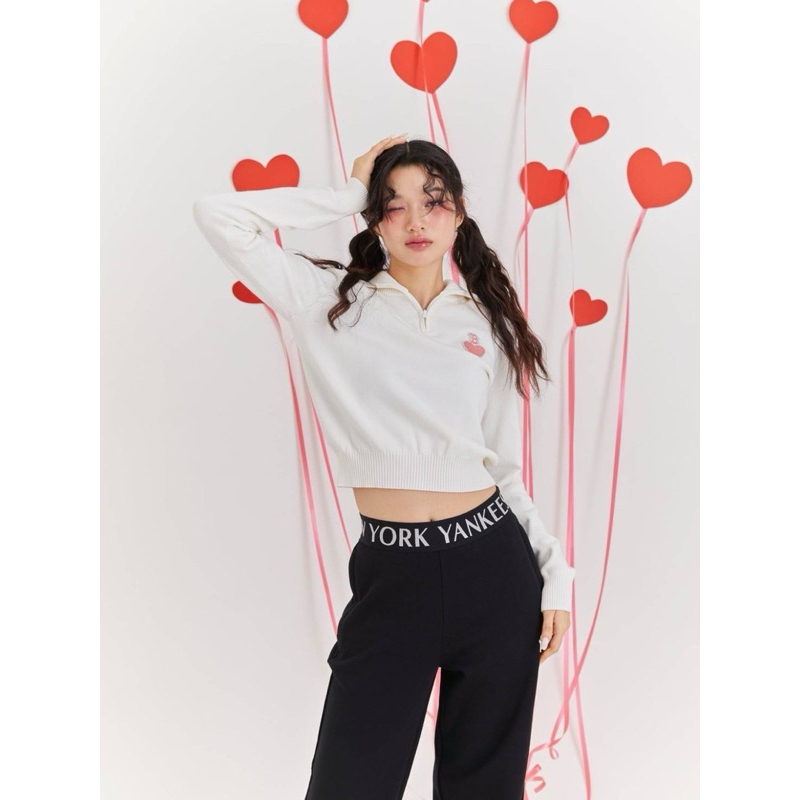 MLB เสื้อสเวตเตอร์แขนยาว คอปกซิปช่วงคอ