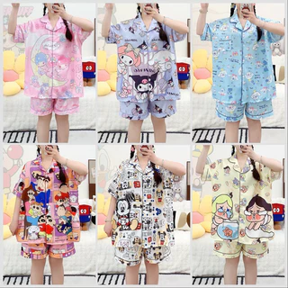 P999 🔥ชุดนอน ผ้าไหมอิตาลี่ฟรีไซส์ อก45 🔥แขนสั้น ขาสั้น เนื้อผ้าบางเบา ระบายอากาศดี พร้อมส่ง