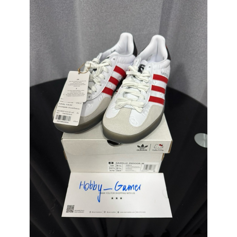 (มือ1 พร้อมส่งด่วน ถูกที่สุด!! ของแท้💯) size 10us รองเท้า Adidas Gazelle Indoor X Hello Kitty (W)