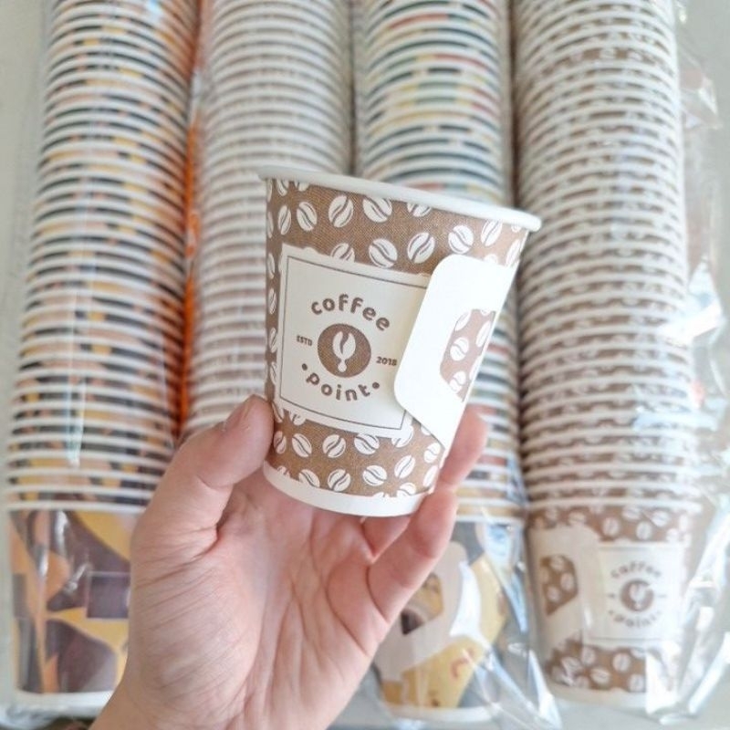 แก้วกาแฟร้อน ถ้วยกาแฟ แก้วกระดาษ ไม่มีหู มีหูจับ 6.5 ออนซ์ แพ็ค 50 ใบ