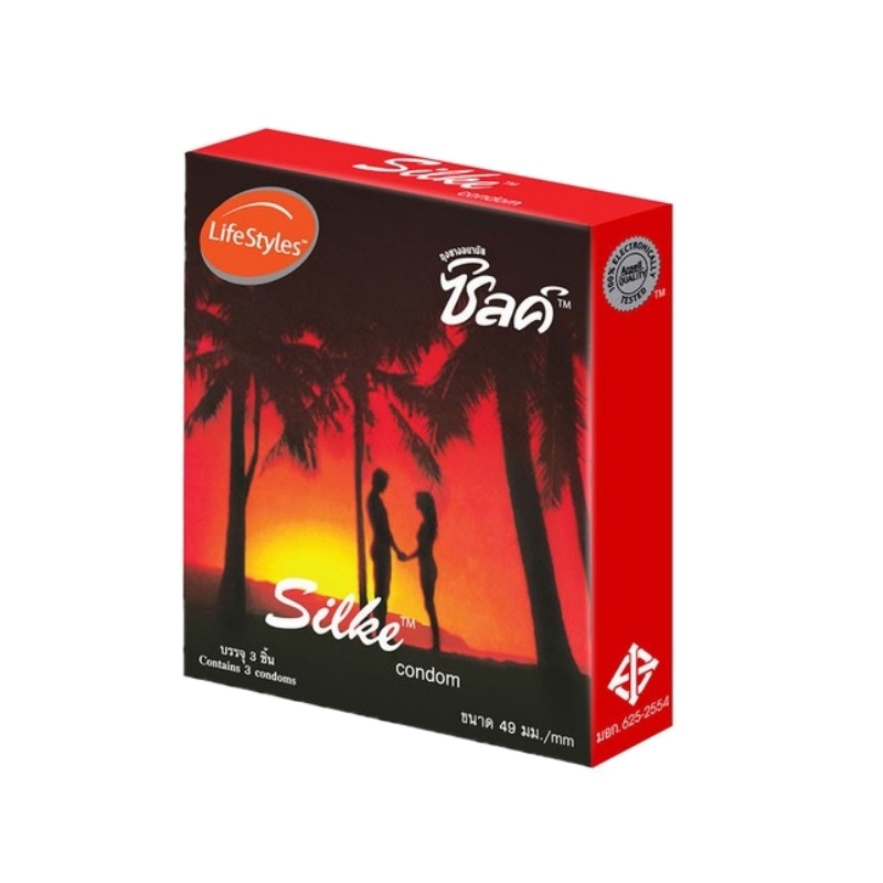 Lifestyles silke condom (1724) ถุงยางอนามัย ไลฟ์สไตล์ รุ่น ซิลค์ 49 มม. 1 กล่อง/บรรจุ 3 ชิ้น