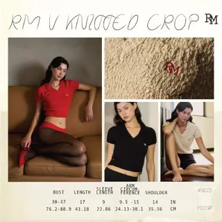 Rally RM V Knitted Crop - เสื้อ Crop แขนสั้นคอวี