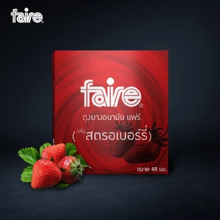 [12 แถม 12] แฟร์ สตอเบอร์รี่ ถุงยางอนามัย ผิวเรียบ 49 มม จำนวน 24 กล่อง Faire Strawberry Condom