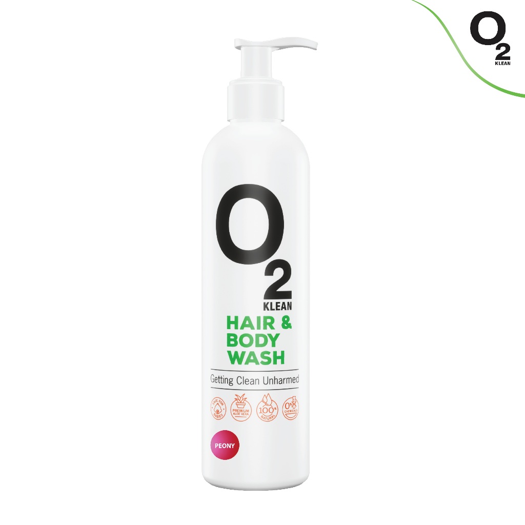 O2 Klean Hair & Body Wash สบู่เหลวและแชมพูในขวดเดียว กลิ่น Peony ขนาด 290 ml