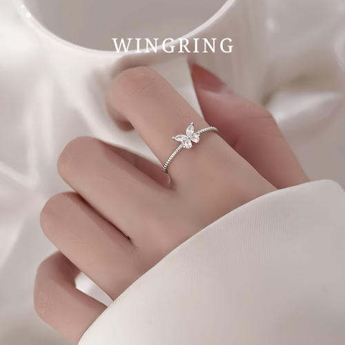 MEET💕แหวนเงิน WingRing แหวนเงินแท้ แหวนผู้หญิง แหวนเงินแท้ แหวนปรับขนาดได้ แหวนเรียบหรู แหวนแฟชั่น