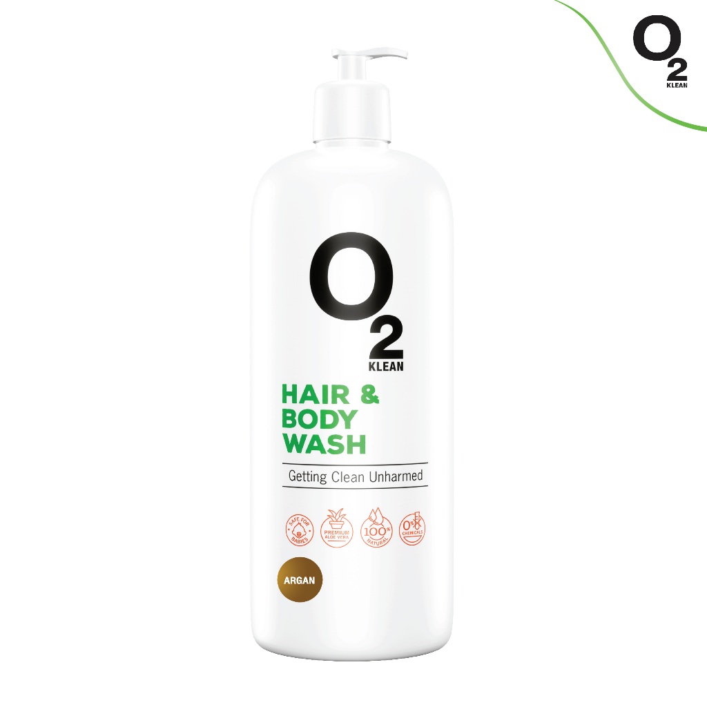 O2 Klean Hair & Body Wash สบู่เหลวและแชมพูในขวดเดียว กลิ่น Argan ขนาด 600 ml