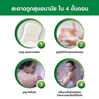 แพ็ค 4 ก้อน ประหยัด คุ้มกว่า 25% Dettol เดทตอล สบู่เดทตอล สบู่อาบน้ํา ขนาด 100 กรัม / ราคาถูก ราคา ต่อแพ็ค ( ต่อ 4 ก้อน)