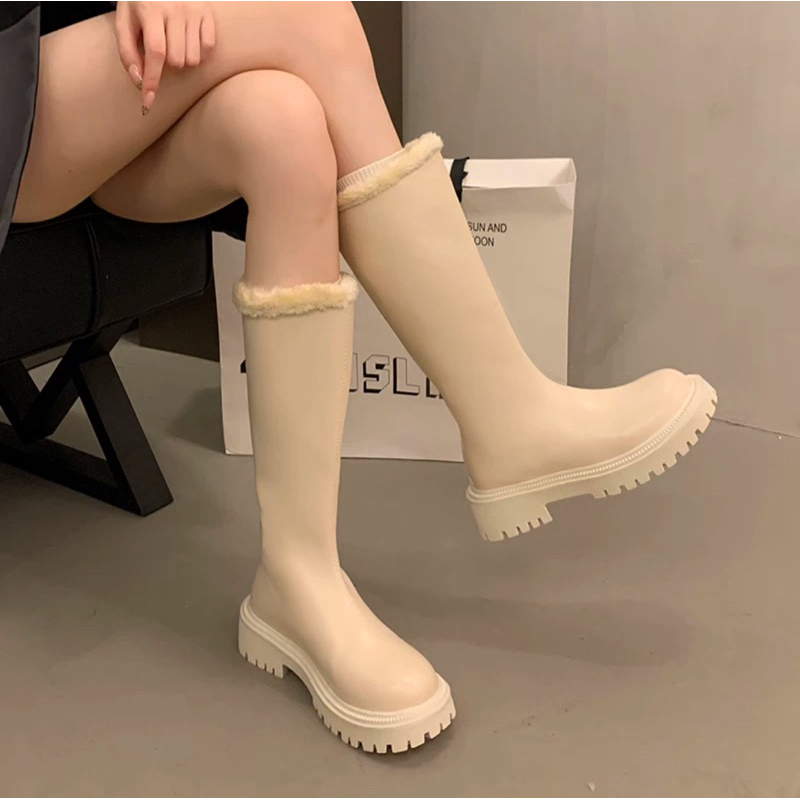 (พร้อมส่ง ในไทย) รองเท้าบูท แฟชั่น สไตล์เกาหลี ข้อยาว ข้อสั้น
