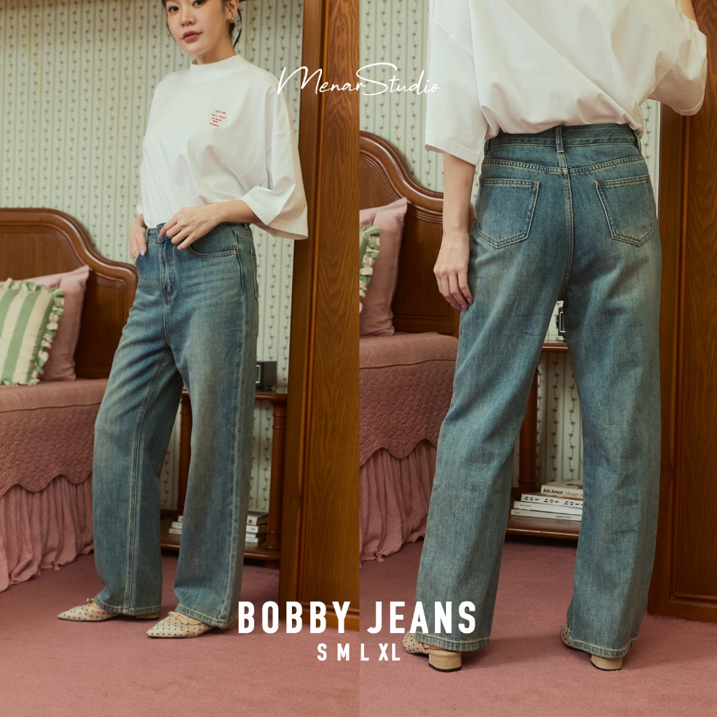 [ Bobby Jeans ] กระบอกใหญ่ ทรงโคร่งๆ ช่วงนี้กำลังอินสุดๆ เทรน Y2K ต้องมา ผ้านิ่มมากเหมือนไม่ได้ใส่ยีนส์