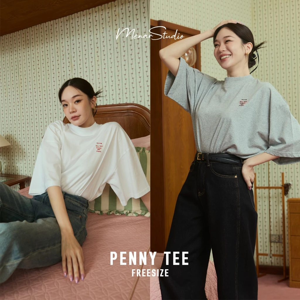 [Penny Tee] เสื้อยืดทรงโอเวอร์ไซส์กำลังดี เสื้อผ้านุ่มเด้ง พร้อมปักลายหัวใจคิ้วท์ๆ