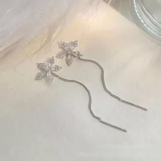 ESCOBAL ต่างหูระย้า Flower Tassels ต่างหูเพชร ตุ้มหูเงิน ต่างหูแฟชั่น ต่างหูตอกไม้ วาเลนไทน์