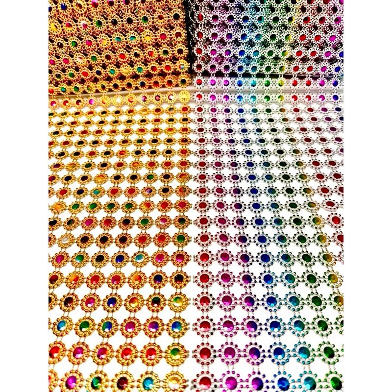 สังวาลย์พลอยสีรุ้ง สีเงิน สีทอง ขนาด 8 มิล แพ็ก 120 ชิ้น ตกแต่เหรียญโปรยทาน