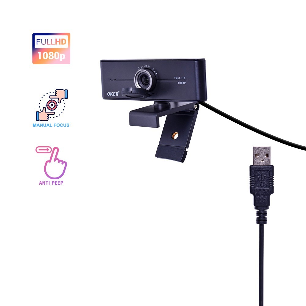 OKER  กล้องเว็บแคมหัวเสียบ USB WEB CAMERA FULL HD WEBCAM HD-T566