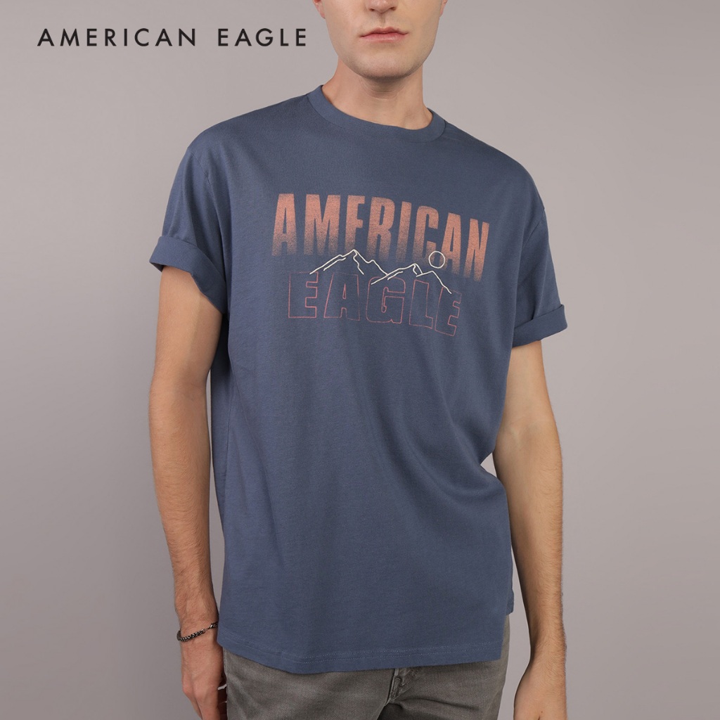 American Eagle Embroidered Logo Graphic T-Shirt เสื้อยืด ผู้ชาย กราฟฟิค (NMTS 017-3810-410)