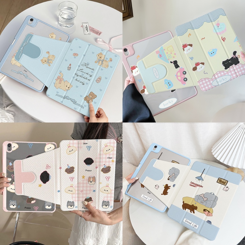 ⚡พร้อมส่ง⚡เคสiPadหมุน 360° Gen12 2026 Gen11 Air8 ที่ใส่ปากกา ลูกแมวลูกสุนัข เคสไอแพด Air6 Gen10Air7