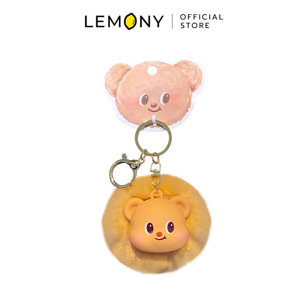 LEMONY Butter Bear plush ball pendant (apricot) พวงกุญแจ Butterbear (สีแอพริคอต) ขนาด 63 กรัม