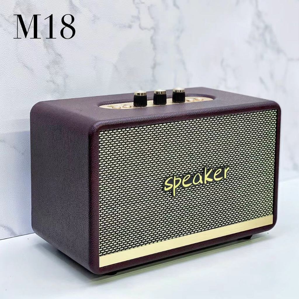 ลำโพงบลูทูธไร้สาย M18 (ปรับเบส ปรับแหลมได้) พร้อมส่ง3สี รองรับ TF/USB/AUX/FM 20W