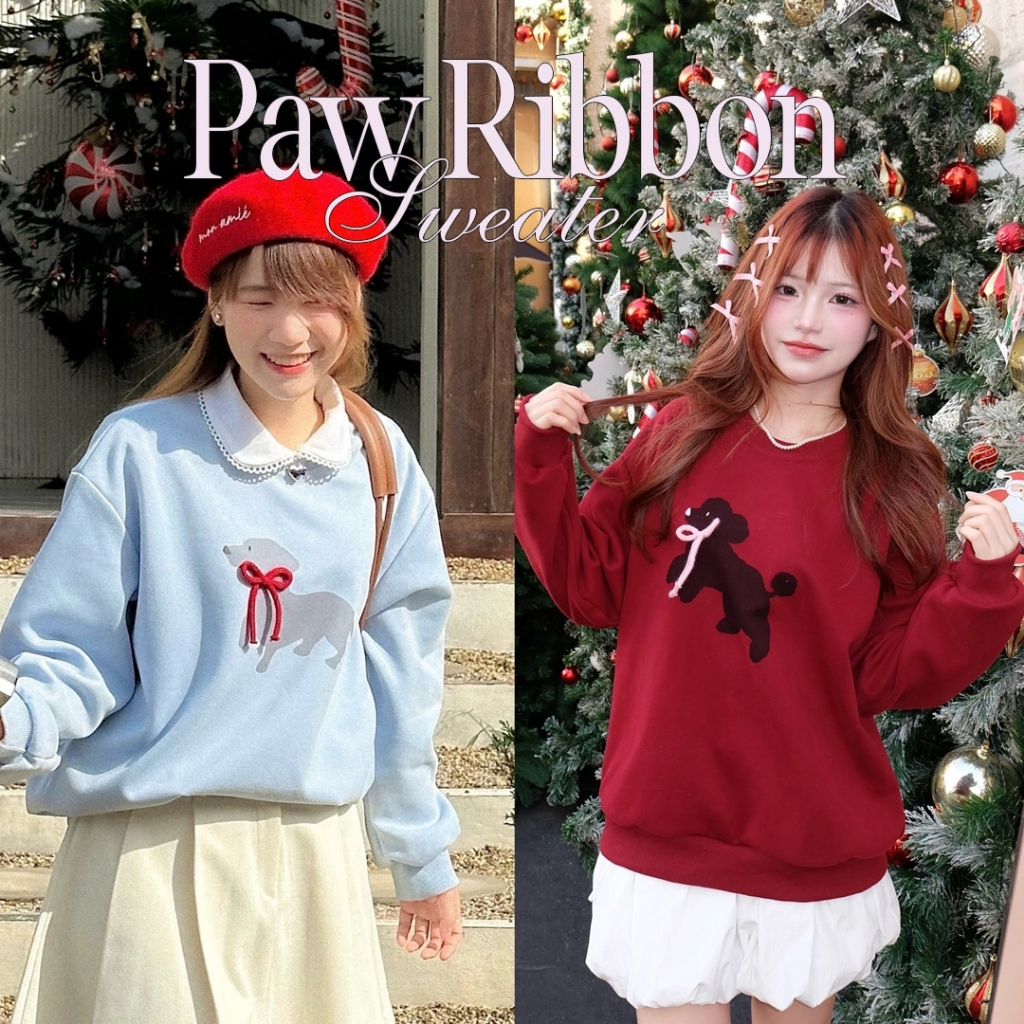 Choosedress A7162 Paw Ribbon Sweater เสื้อสเวตเตอร์ เสื้อกันหนาว