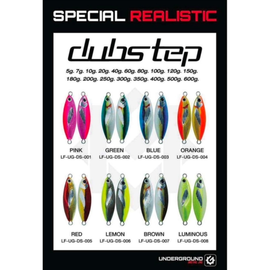 เหยื่อตกปลา เหยื่อไมโครจิ๊ก Underground Dub Step 5-10 กรัม