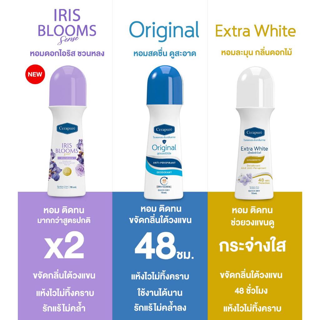 Cerapure (เซราเพียวเร่) โรลออน ระงับกลิ่นกาย ลดเหงื่อ ขนาด 70 มล