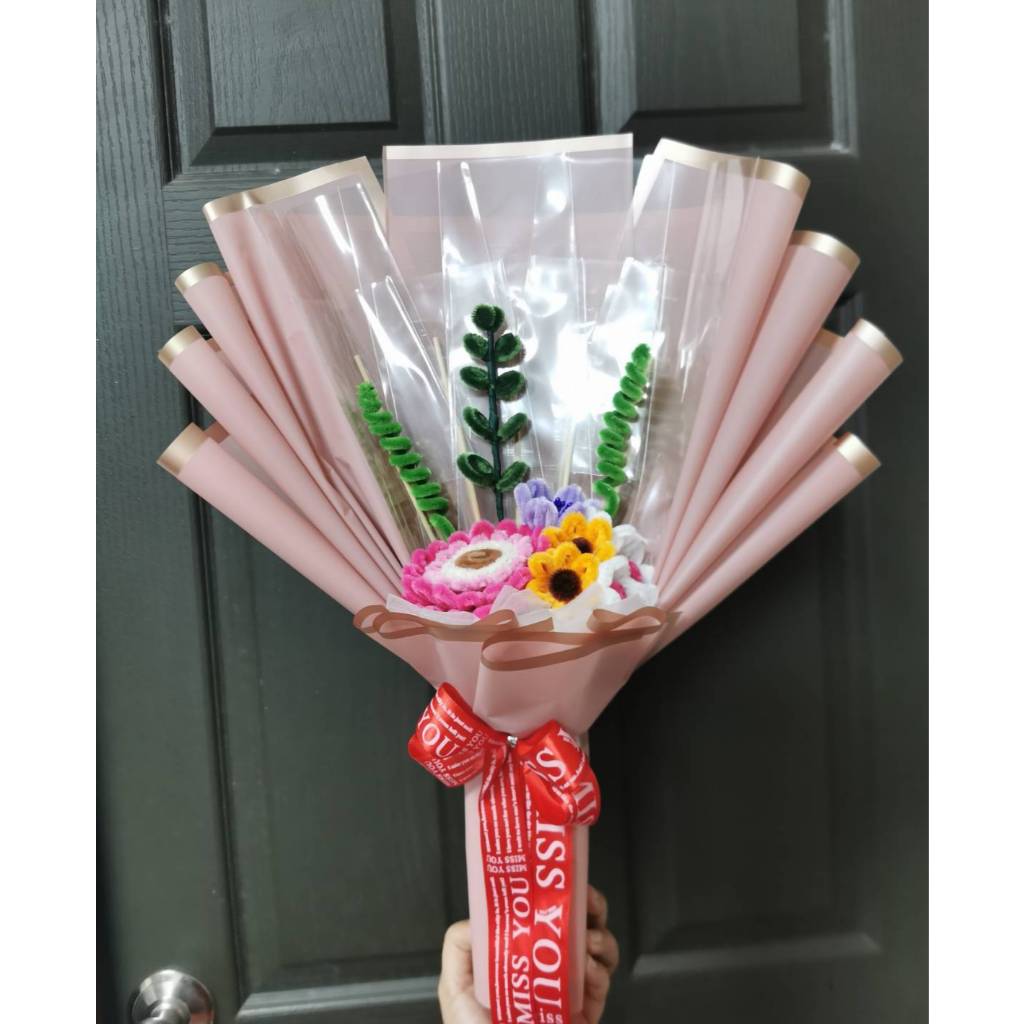 ช่อธนบัตร ช่อดอกไม้ประดิษฐ์ลวดกำมะหยี่ ใส่ธนบัตร 5-10 ใบ