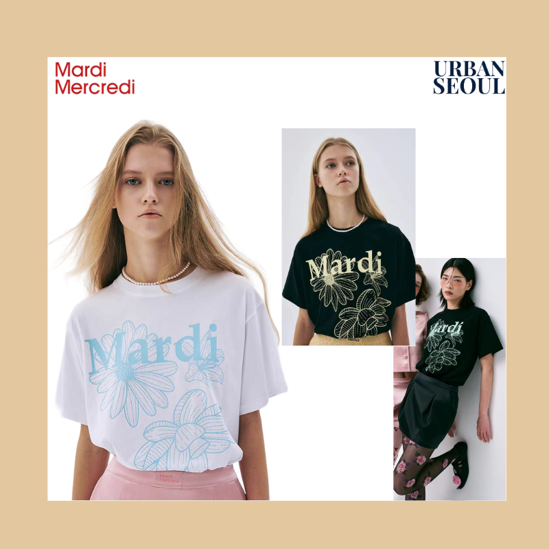 จัดส่งทันที MARDI MERCREDI FLOWERMARDI TSHIRT เกาหลีแท้ เดซี่ ลายดอกไม้ ของแท้ 100%