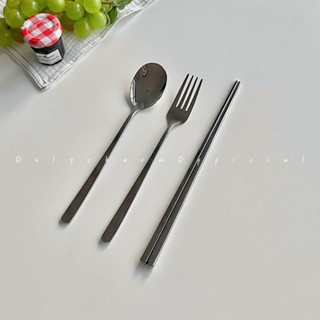 พร้อมส่ง ช้อนส้อมตะเกียบสแตนเลส 304 ช้อนส้อมเกาหลี ช้อนซุป ช…