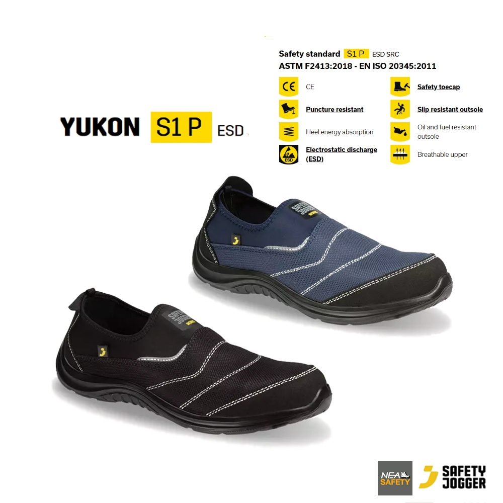 SAFETY JOGER - YUKON S1P รองเท้าเซฟตี้ รุ่นหัวเหล็ก กันทะลุ ระบายอากาศดี ESD นิรภัย