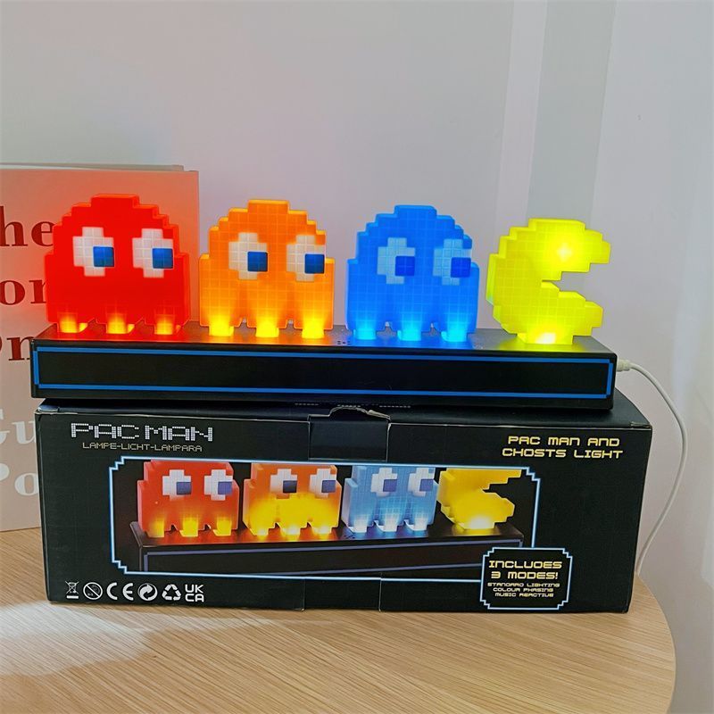พร้อมส่ง 🎮 ไฟไอคอน PACMAN ไฟเปลี่ยนตามเสียง ไฟกลางคืนนอน ตกแต่งห้อง โคมไฟตั้งโต๊ะดีไซน์น่ารัก ของขวั