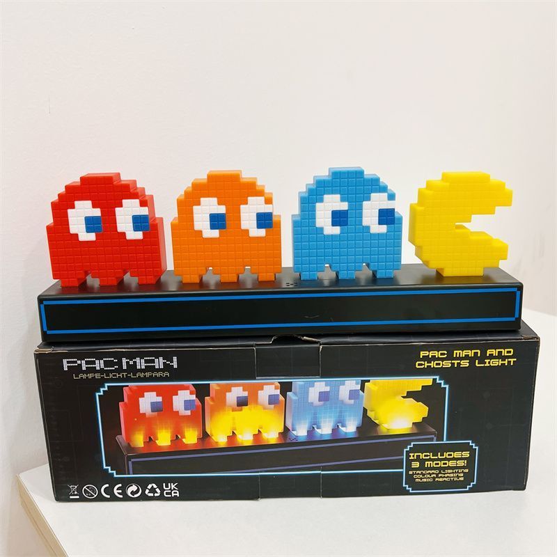 PACMAN🎮ไฟไอคอน  ไฟเปลี่ยนตามเสียง ตกแต่งห้อง โคมไฟตั้งโต๊ะดีไซน์น่ารัก ของขวัญวันเกิด การตกแต่งเดสก์