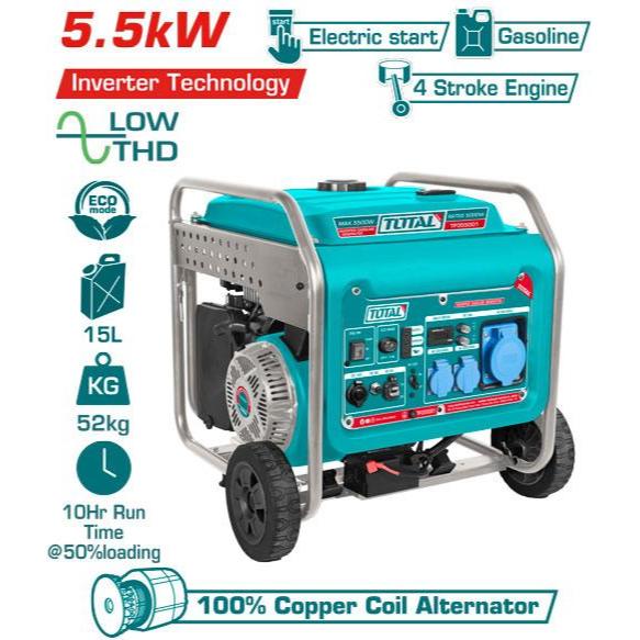 TOTAL เครื่องปั่นไฟอินเวอร์เตอร์ ใช้น้ำมันเบนซิน 5.5 KW รุ่น TP355001