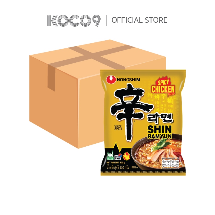 [แบบยกลัง] Nongshim shin ramyun Spicy chicken บะหมี่กึ่งสำเร็จรูปชินรามยอนสไตล์เกาหลีสไปซี่ รสไก่เผ็ด