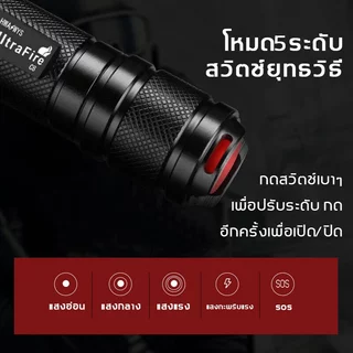 ไฟฉาย LED ไฟฉายแรงสูง แท้ ซุปเปอร์ไบรท์ ไฟฉายไฟแรงสูง กันน้ำไฟฉายชาร์จไฟ ไฟฉายสว่างมากๆ ไฟฉายเดินป่าFlashlight